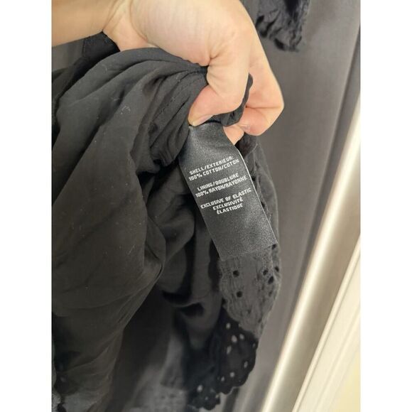 7 For All Mankind Wench Black Eyelet Lace Puff Sleeve Babydoll Dress Milkmaid L - Picture 6 of 7